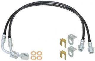 Brake Hose Kit 07-18 Wrangler JK Front Or Rear Includes Frame Tabs Clips Copper Washers For Use w/Antirock System 23.5 Inch Long Pair RockJock 4x4