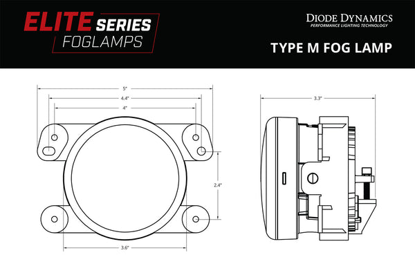 Elite Series Fog Lamps for 2018-2022 Jeep JL Wrangler Sahara/Rubicon w/ Plastic Bumper Pair Yellow 3000K Diode Dynamics