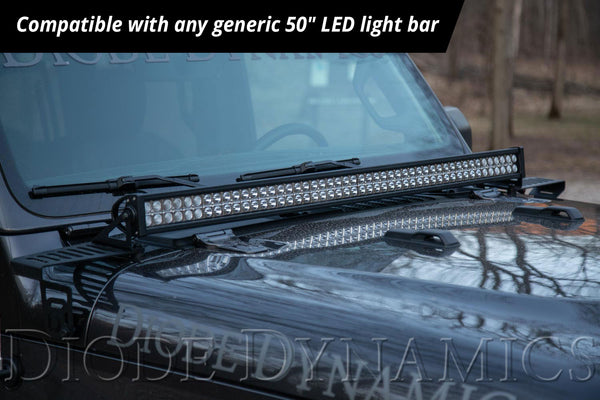 SS50 Hood LED Light Bar Kit for 2018-2021 Jeep JL Wrangler/Gladiator, White Flood