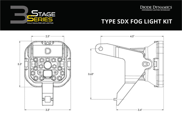 SS3 LED Fog Light Kit for 99-10 Ford Super Duty F-250/F-350 White SAE/DOT Driving Sport Diode Dynamics