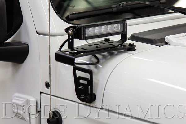 SS3 Cowl LED Bracket Kit for 2018-2021 Jeep JL Wrangler/Gladiator, White Pro