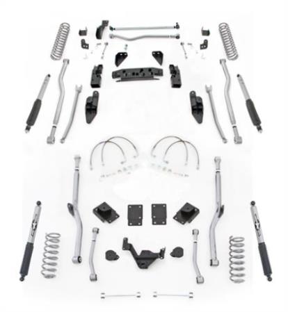 4.5 Inch JK Lift Kit Extreme Duty Long Arm System 4 Link Front Radius Rear W/Shocks 07-18 Jeep Wrangler JKU 4Dr Rubicon Express