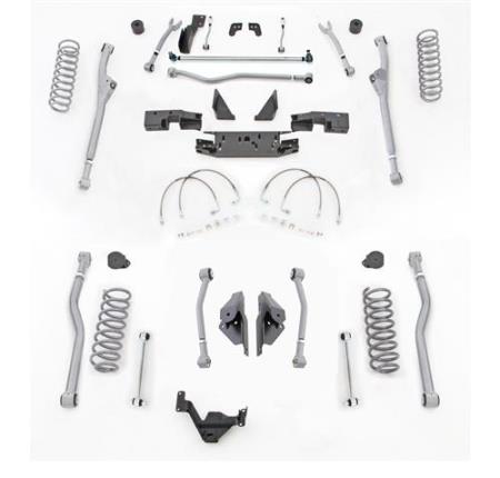 4.5 Inch JK Lift Kit Extreme Duty Long Arm System Radius Front 4 Link Rear No Shocks 07-18 Jeep Wrangler JK 2Dr Rubicon Express