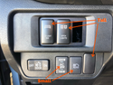 Installed comparison showing short vs tall switches - Cali Raised LEDToyota OEM Style "BACKUP LIGHTS" Switch