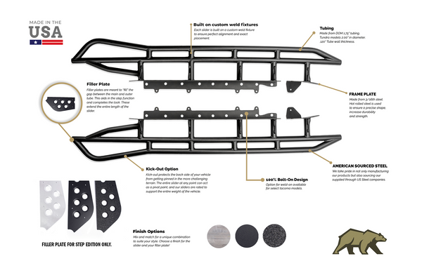 2014-2021 TOYOTA TUNDRA TRAIL EDITION ROCK SLIDERS