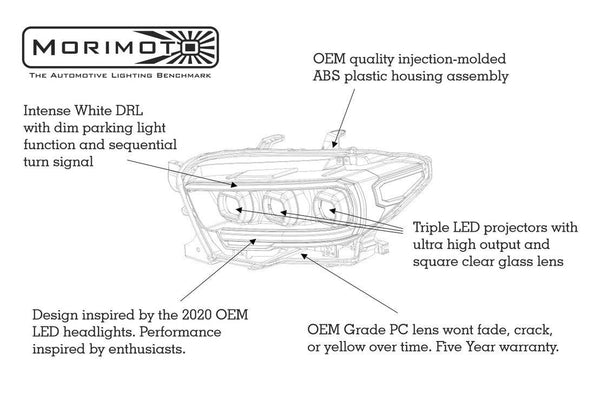 Morimoto XB LED Headlights White DRL 2016+ Toyota Tacoma